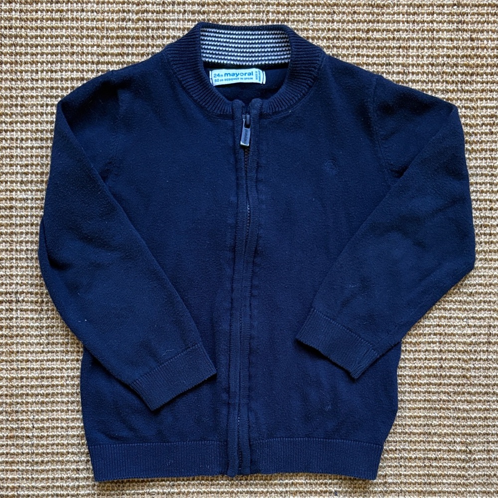 Mayoral Navy Zippered Cardigan 24m